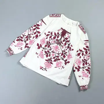 PAUL&JOE 꽃무늬 프린트 풀오버 블라우스 긴팔 화이트 2*LD290