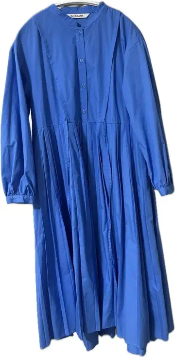 레이빔즈 플리츠 원피스 라이트 블루 밴드 카라 셔츠