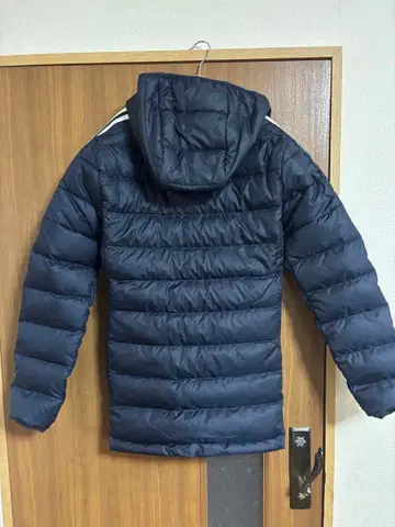 adidas 후드 부착 다운 자켓 네이비