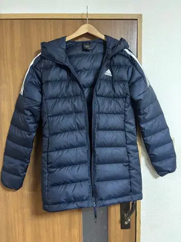 adidas 후드 부착 다운 자켓 네이비