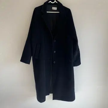 ZEMMA WORLD 블랙 캐시미어 혼방 롱 코트