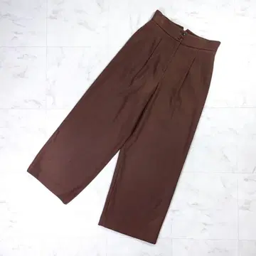 PLST 울 라이크 트윌 와이드 팬츠 하이웨스트 브라운 S*LD458