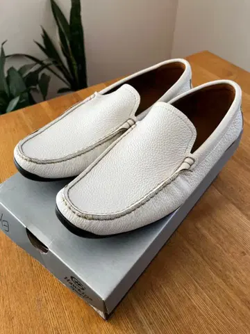 새상품 호킨스 sport 화이트 가죽 슬립온 드라이빙 26cm