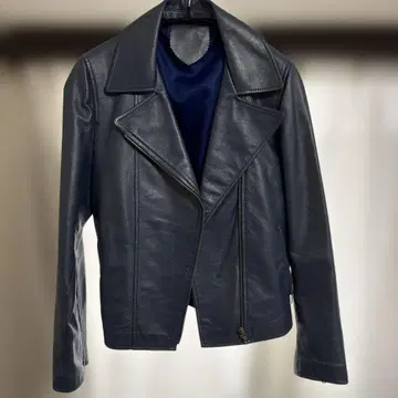 가죽 라이더 자켓 L 다크 블루 양가죽