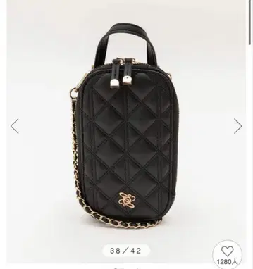 RANDA 2WAY 퀼팅 스마트폰 숄더 미니백 블랙