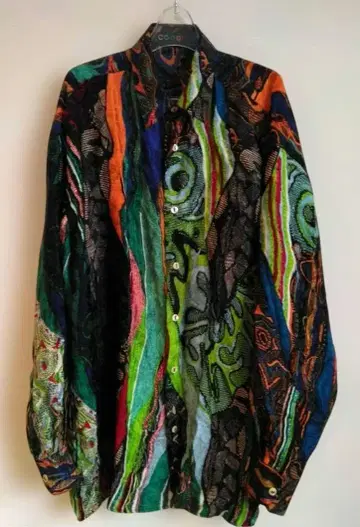COOGI 쿠지 실크 100% 올 패턴 셔츠 L 이탈리아제 새상품급
