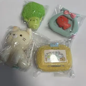 4개 스미코구라시 테노리 봉제 인형 TV 금붕어 브로콜리 고양이