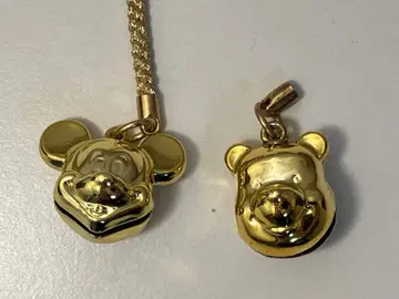디즈니 미키마우스 푸우 방울 골드 키링