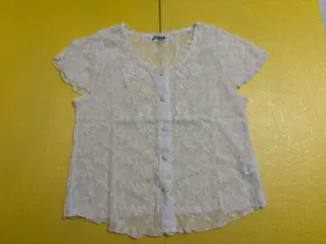 새상품급 장미빛 생활 바락클라바 레이스 블라우스 순백 화이트 M 일본제