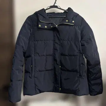 네이비 퀼팅 다운 자켓 후드 부착 L 사이즈