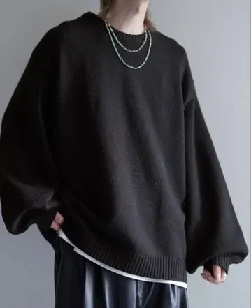 cussil 하이 기능성 니트 와이드 벌룬 슬리브 루즈 스웨터