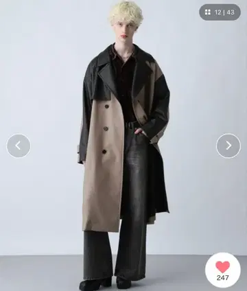 울리 테크 인조 가죽 절개 트렌치코트(HARE) M