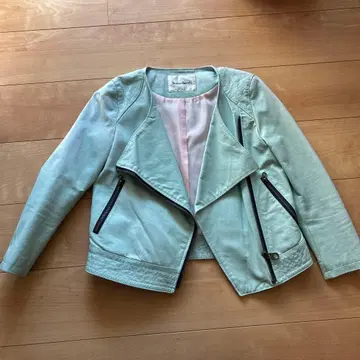 Banner Barrett 민트 그린 가죽 라이더 자켓