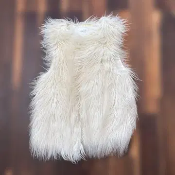 TOMORROWLAND 아이보리 퍼 베스트 슬리브리스