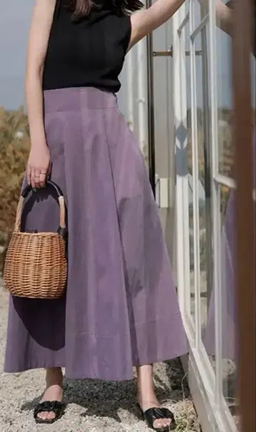 anuans 하이웨스트 턱 플레어 스커트