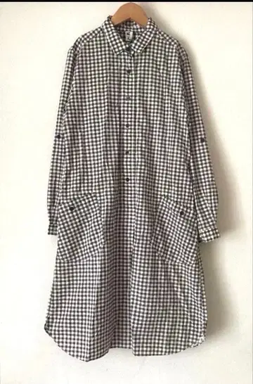 MHL 긴팔 셔츠 원피스 체크 무늬