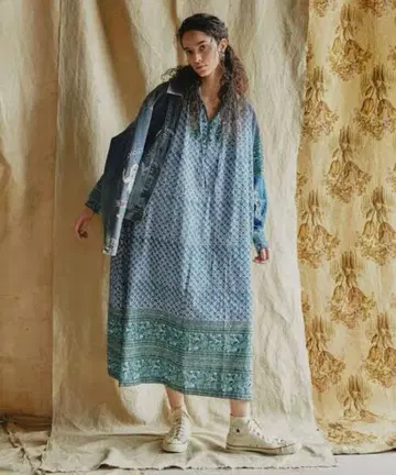 프리다 인도 목판 스모크 원피스