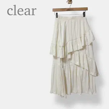 [ 클리어 ] 캉캉 스커트 프릴 롱 페미닌 허리밴딩