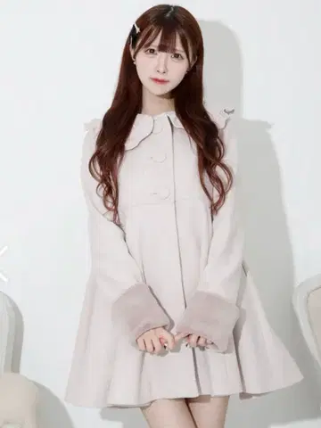 pium 코트 비쥬카라돌리 플레어 코트 핑크