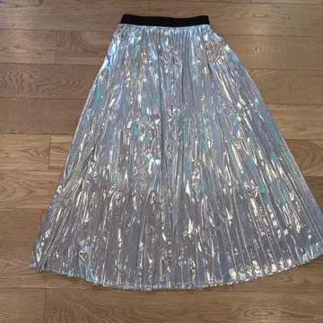 실버 플리츠 스커트 페티코트 포함