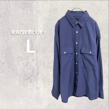 레이지블루 긴팔 셔츠 L 심플 비즈니스 더블 포켓 업무