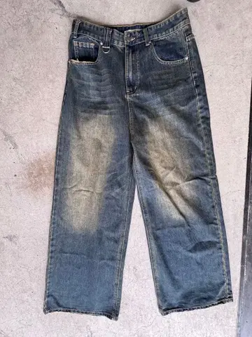 데미지 가공 와이드 레그 데님