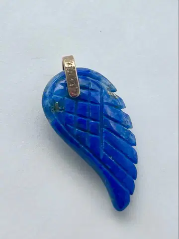 라피스라줄리 깃털 목걸이 탑 펜던트 K10 탄력