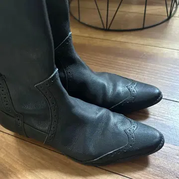 블랙 가죽 롱 부츠 츠모리치사토 23cm