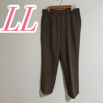 테이퍼드 팬츠 브라운 LL 허리밴딩 폴리 롱 기장 브랜드 택 없음