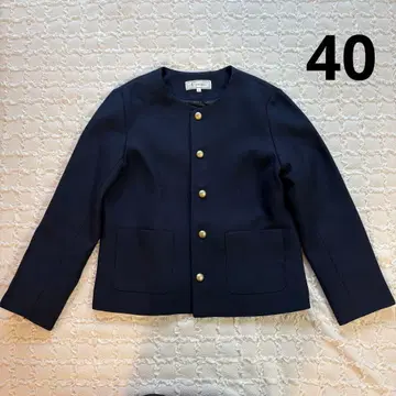 로페피크닉 컬러 트위드라이크 자켓 40 노카라 골드 버튼