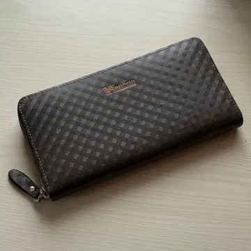 VACUA 체크 무늬 장지갑 다크 브라운