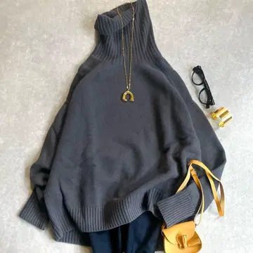 인기 이에나 AQUA 하이넥 와이드 풀오버 터틀넥 니트 긴팔