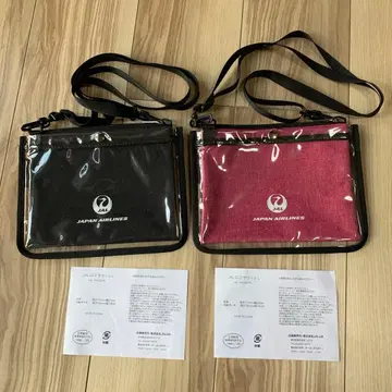 [ 미사용 ] JAL 로고 사코슈 블랙 2종 세트 레어 일본항공