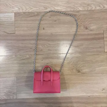 핑크 가죽 숄더백 메탈 체인