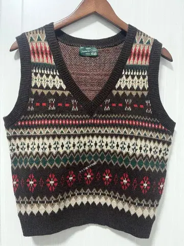 Urbanic 노르딕 무늬 브라운 니트 베스트 1