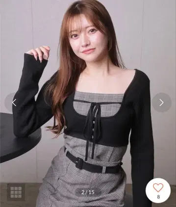 LIP SERVICE 코르셋 체크 상의 블랙