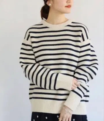 이에나 IENA sese 보더 니트 화이트