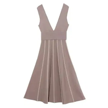 LAGUNAMOON 바이컬러 스트라이프 니트 오버롤 스커트 (모카)