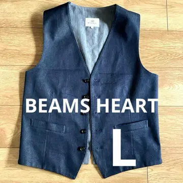BEAMS HEART 네이비 인디고 베스트 지레 L