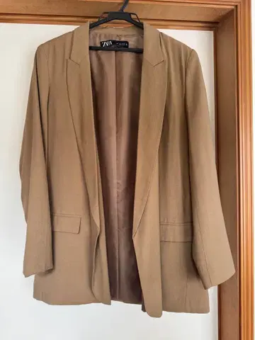 레이온 혼방 테일러드 블레이저 재킷 카멜 베이지