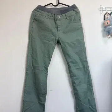 카키 다크 브라운 스트레이트 팬츠