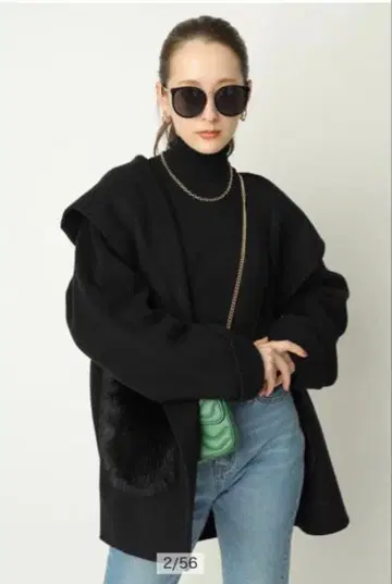 Arpege story 퍼 후드 리버 코트 M 사이즈