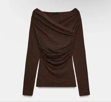 ZARA 드레이프 카슈쿨 넥 상의 브라운 *.