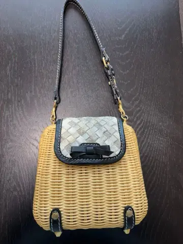 라탄 뜨개질 핸드백