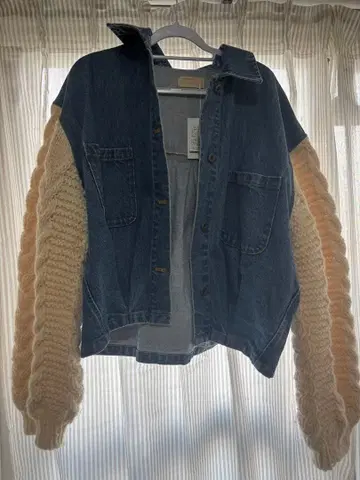 WCJ 니트 도킹 데님 자켓 아이보리