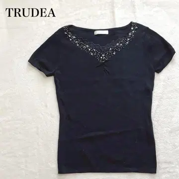 고품질 토르디아 반팔 니트탑 비쥬 레이스 핏 아름다운 실루엣