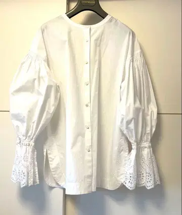 BEAUTY&YOUTH 2WAY 코튼 100% 레이스 소매 블라우스