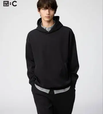 UNIQLO C 맨투맨 오버 사이즈 풀 후드티 블랙