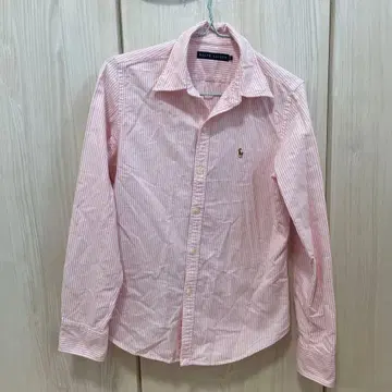 새상품급 랄프 로렌 핑크 스트라이프 버튼 다운 셔츠 폴로 자수