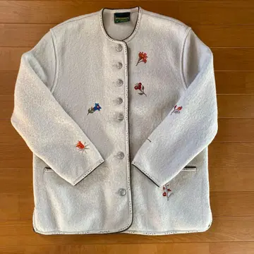 GEIGER 노카라 자켓 꽃무늬 자수 코트 사이즈 38